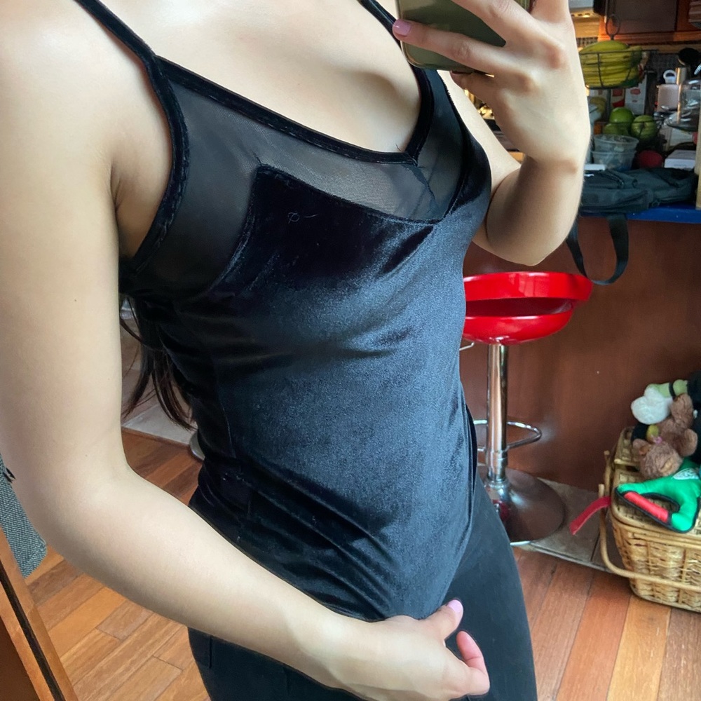 Black velvet cami, perfect condition!